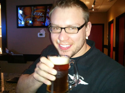 Customer drinking signature Nut Job beers